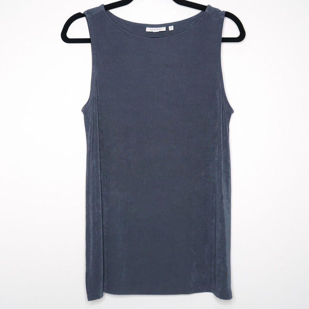 Chico's Womens‎ Tank Top Size 1 Medium Blue Textured Office Staple Minimalist